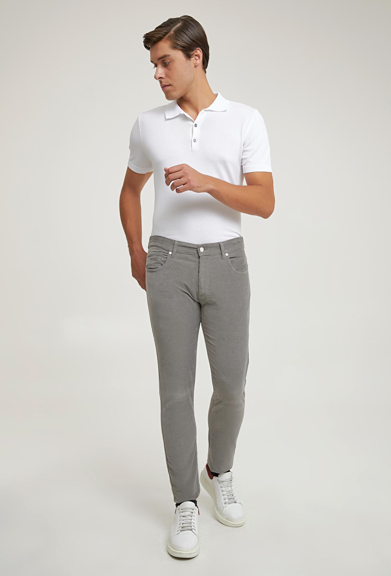 Ds Damat Gri Kadife Chino Pantolon