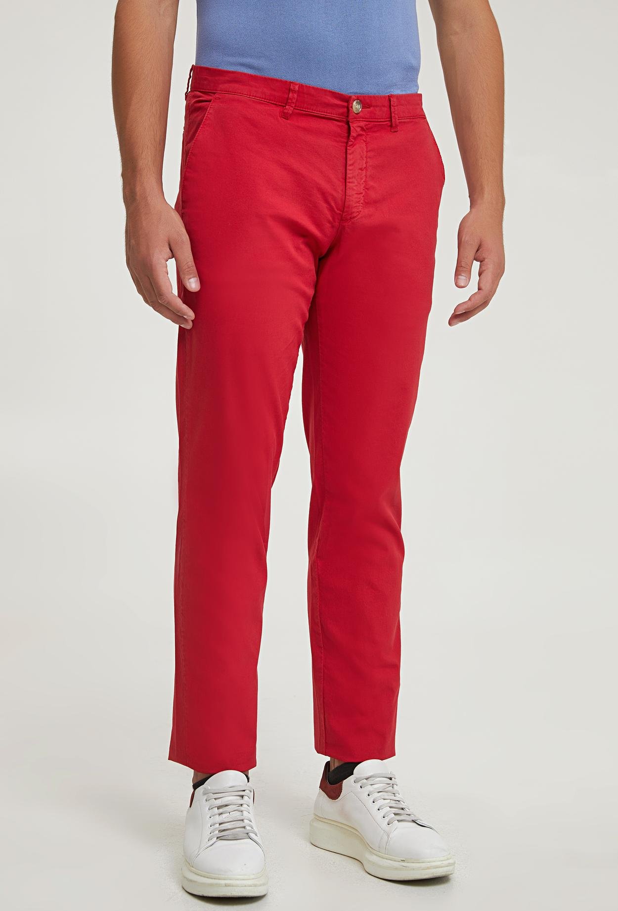 Ds Damat Slim Fit Kırmızı Düz Chino Pantolon