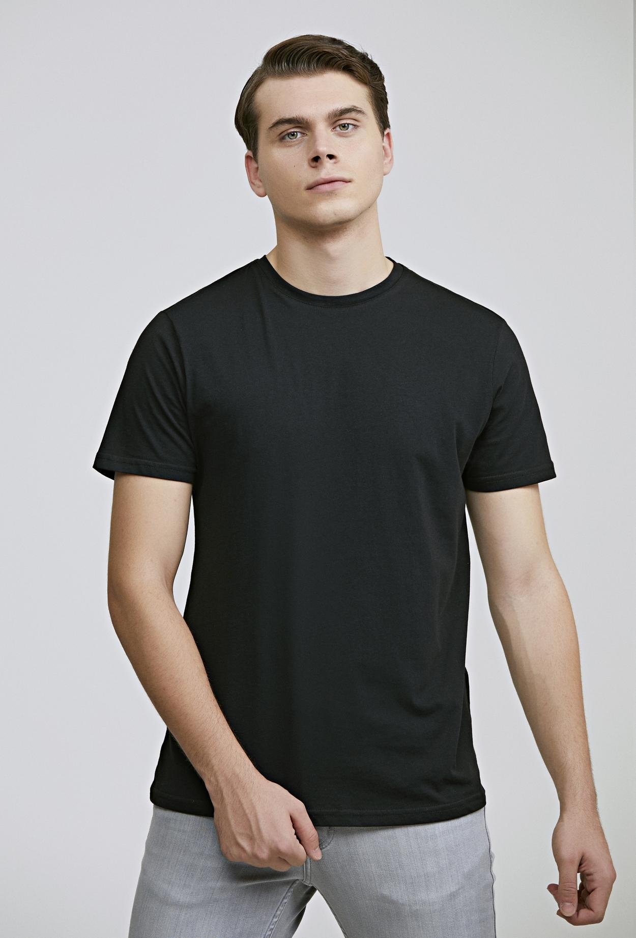 Ds Damat Regular Fit Siyah Düz T-shirt