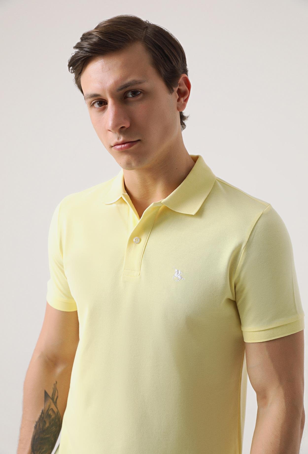 Ds Damat Regular Fit Sarı Pike Dokulu T-shirt