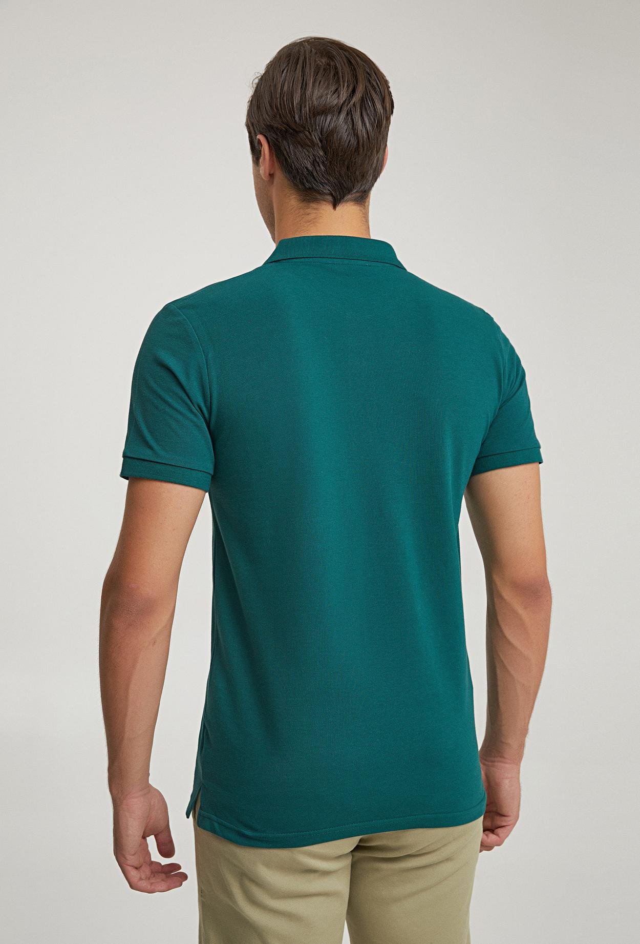 Ds Damat Regular Fit Yeşil Pike Dokulu %100 Pamuk Polo Yaka T-Shirt