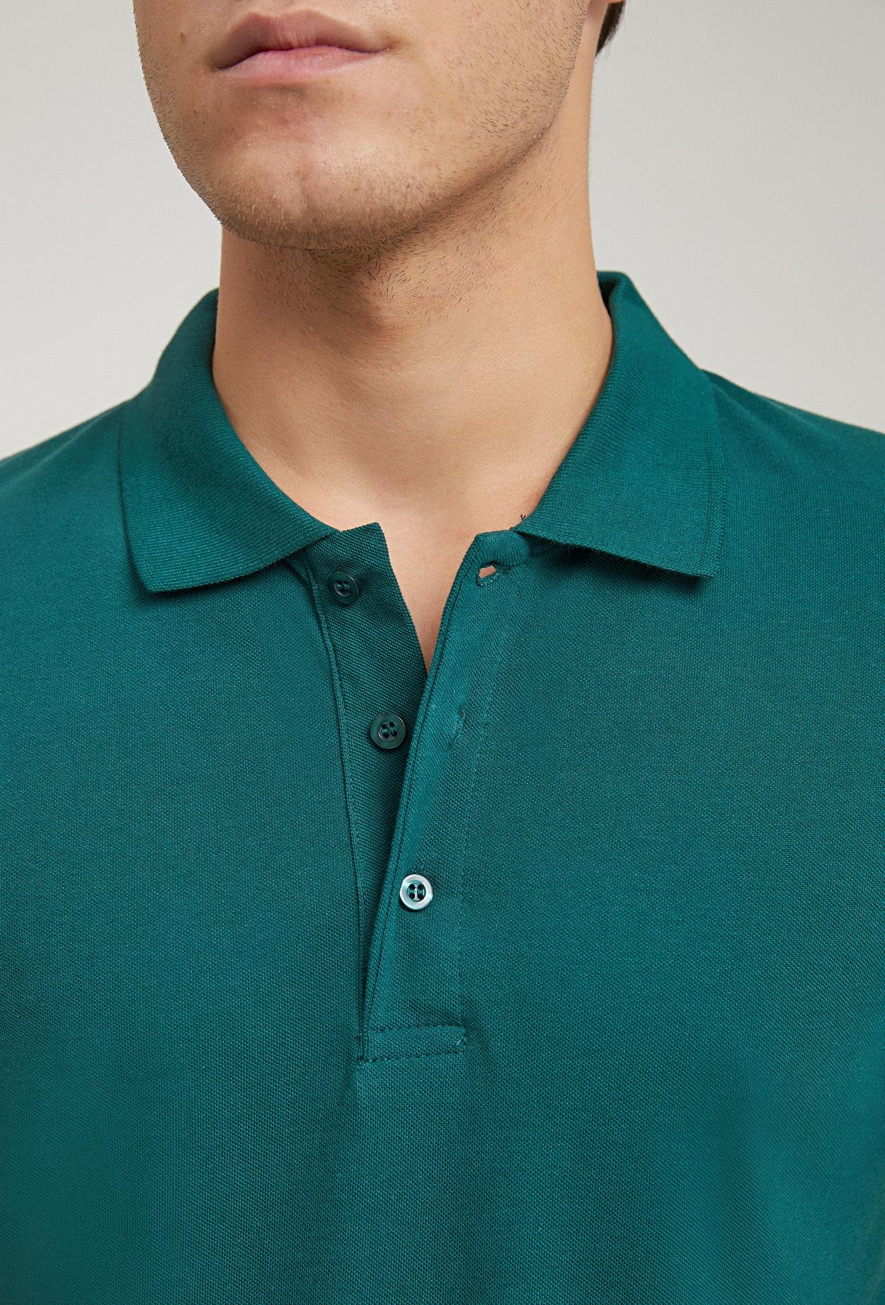 Ds Damat Regular Fit Yeşil Pike Dokulu %100 Pamuk Polo Yaka T-Shirt