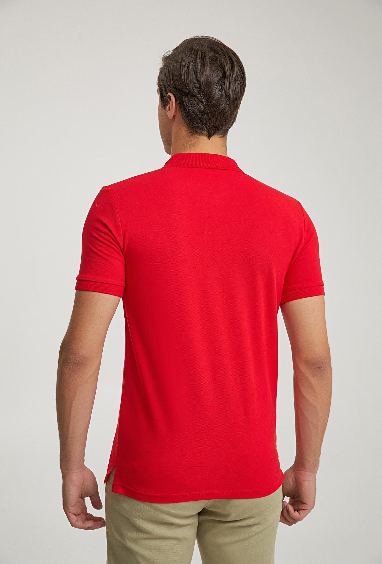 Ds Damat Regular Fit Kırmızı Pike Dokulu %100 Pamuk Polo Yaka T-Shirt