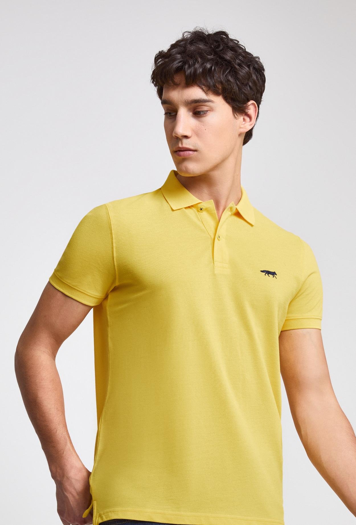 Twn Slim Fit Sarı Pike Dokulu T-Shirt
