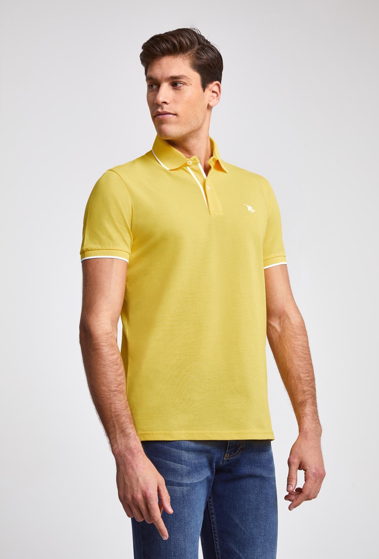 Ds Damat Regular Fit Sarı Pike Dokulu T-Shirt