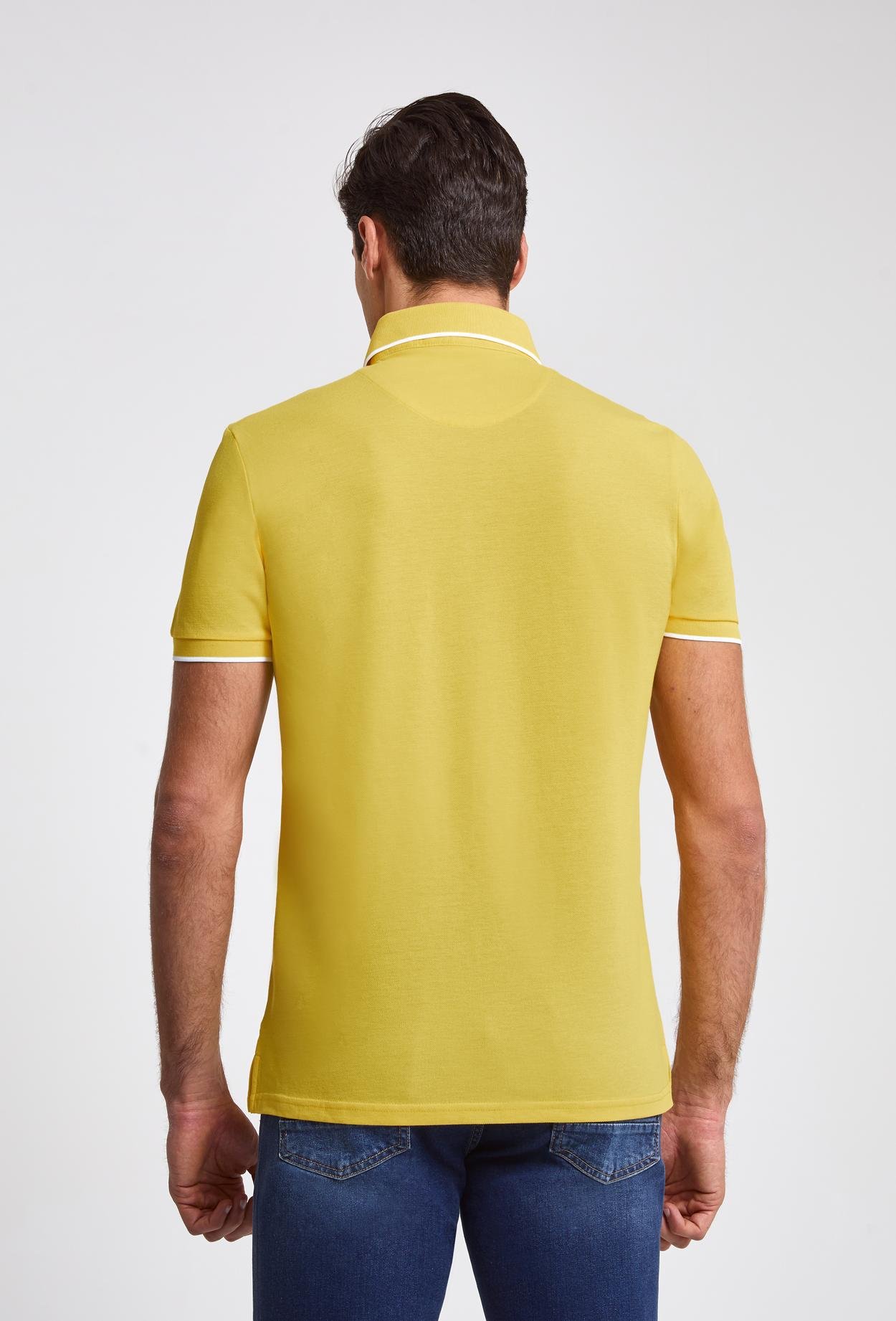Ds Damat Regular Fit Sarı Pike Dokulu T-Shirt