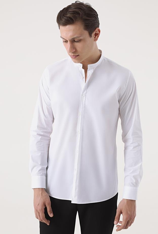 Tween Slim Fit Beyaz Desenli Gömlek - 8682365038878 | Damat Tween