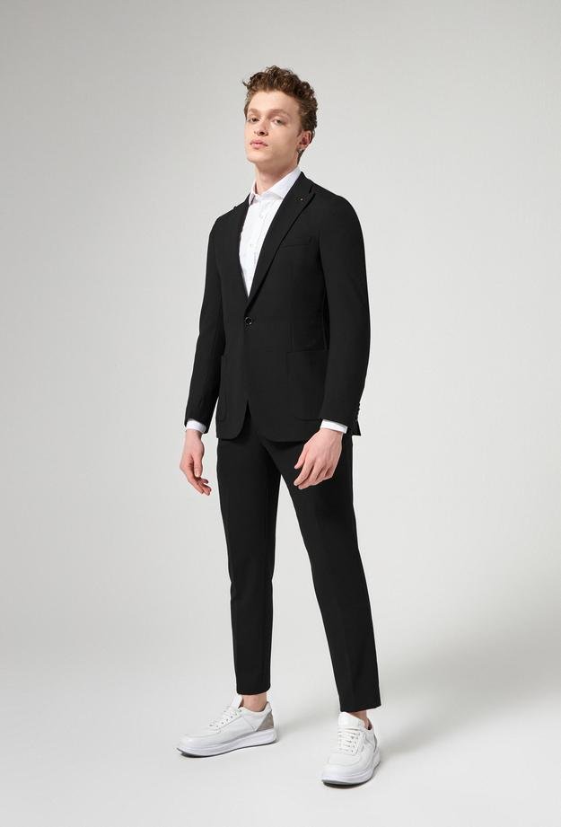 Tween Slim Fit Siyah Viskon Karışımlı Takim Elbise - 8682365173647 | Damat Tween