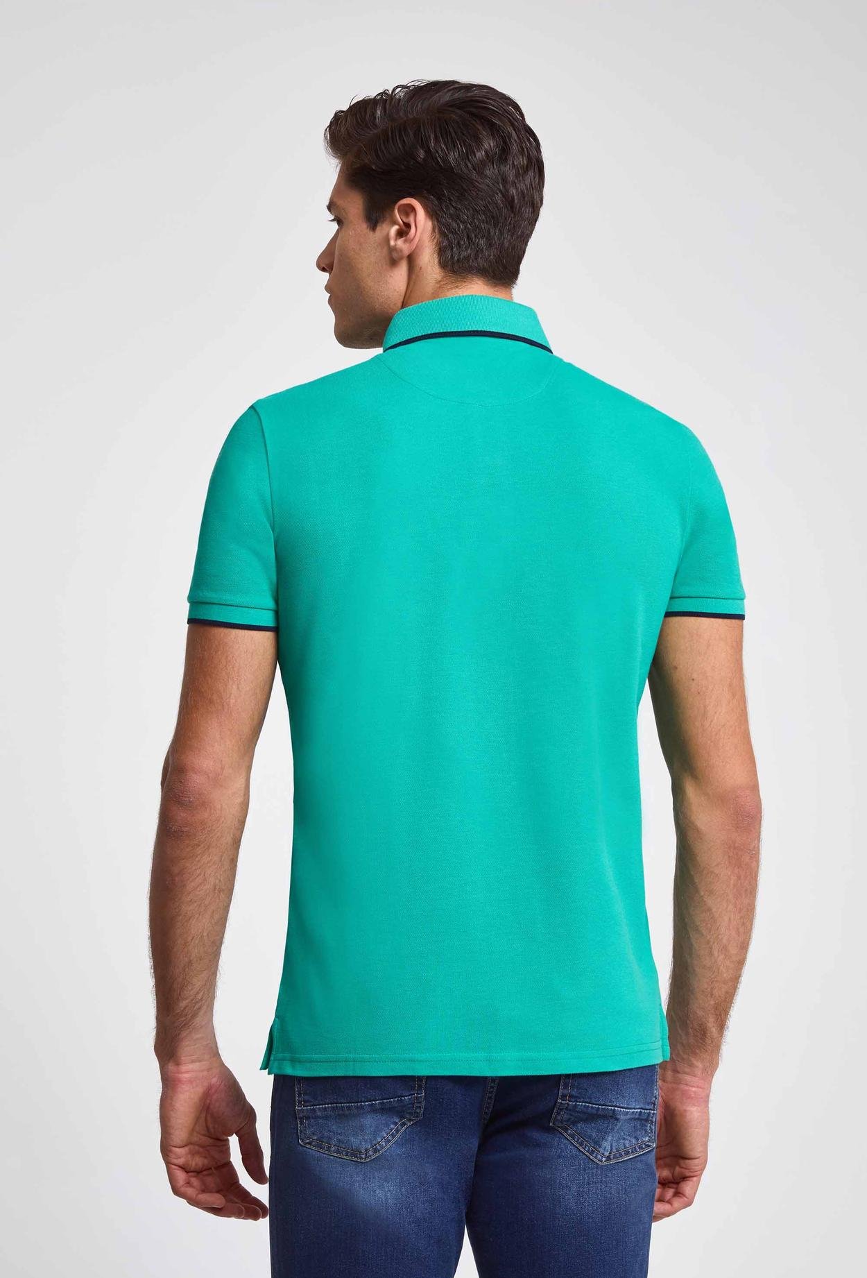 Ds Damat Regular Fit Yeşil Pike Dokulu T-Shirt