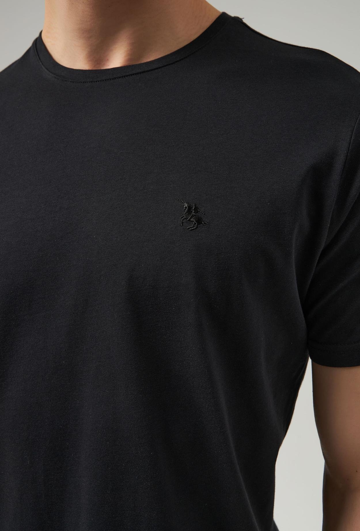 Ds Damat Regular Fit Siyah Düz %100 Pamuk T-Shirt