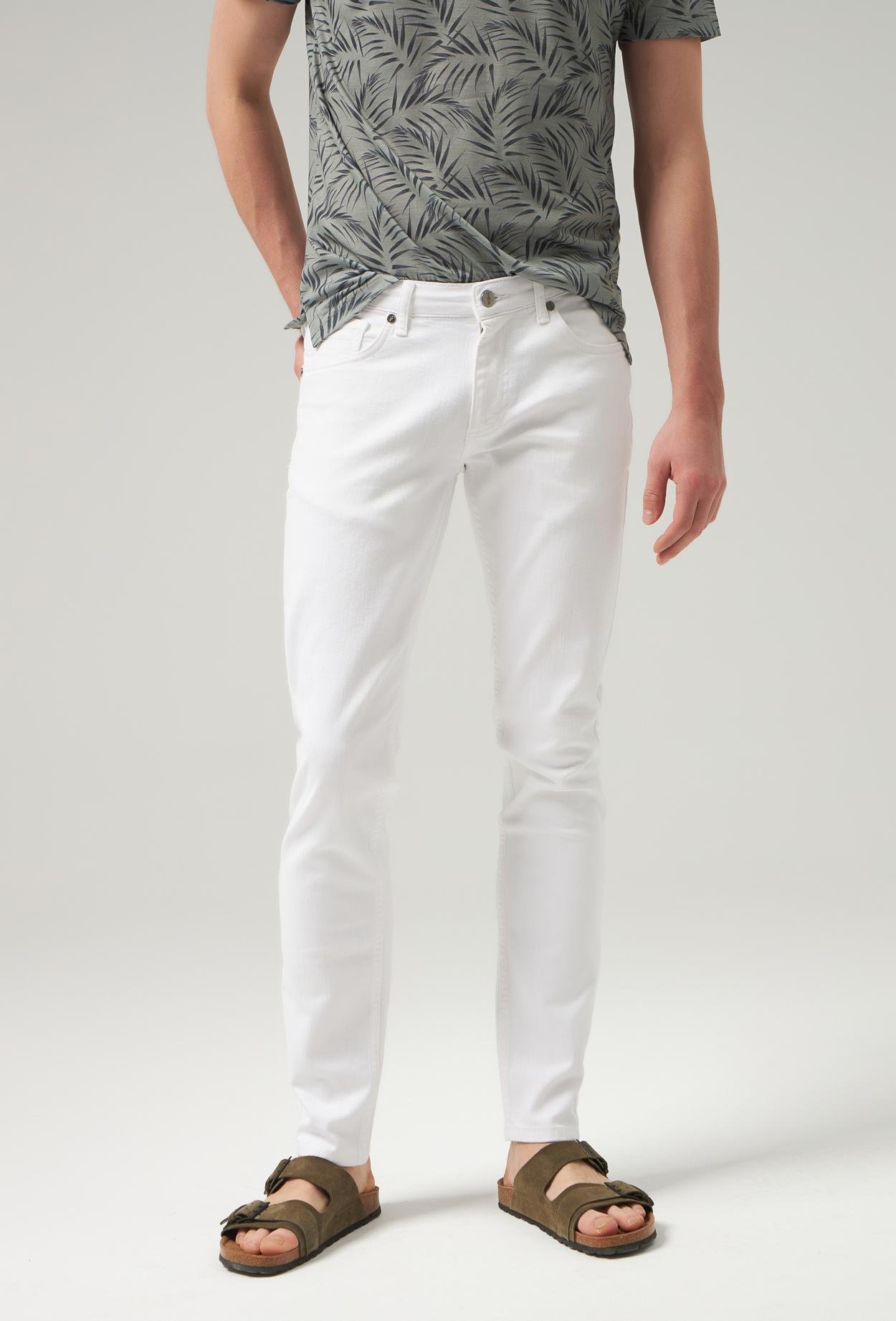 Twn Super Slim Fit Beyaz Denim Pantolon