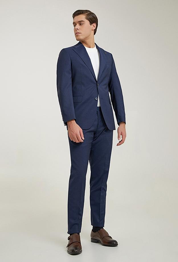 Damat Slim Fit Lacivert Düz %100 Yün Takim Elbise - 8682365074876 | Damat Tween