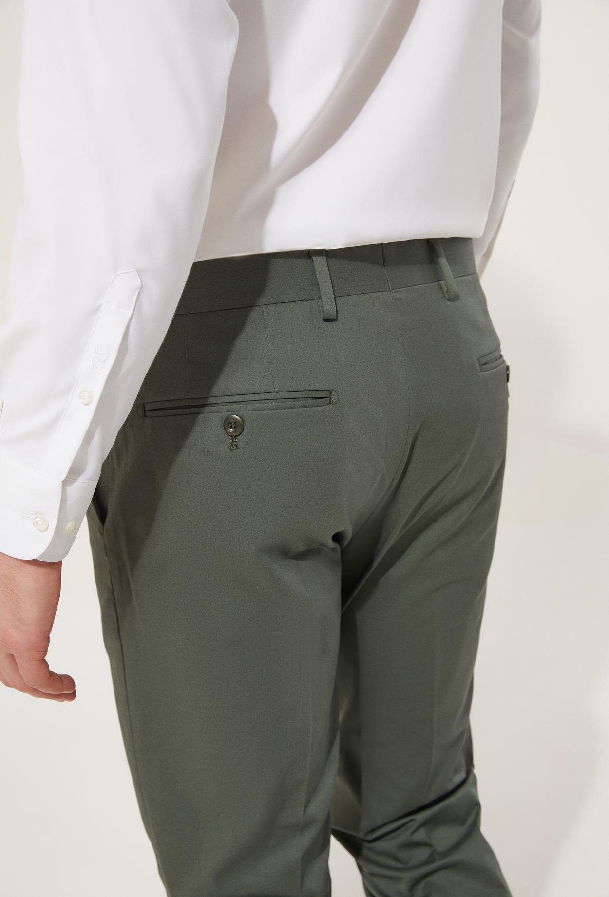 Ds Damat Slim Fit Açık Haki Düz Kumaş Pantolon