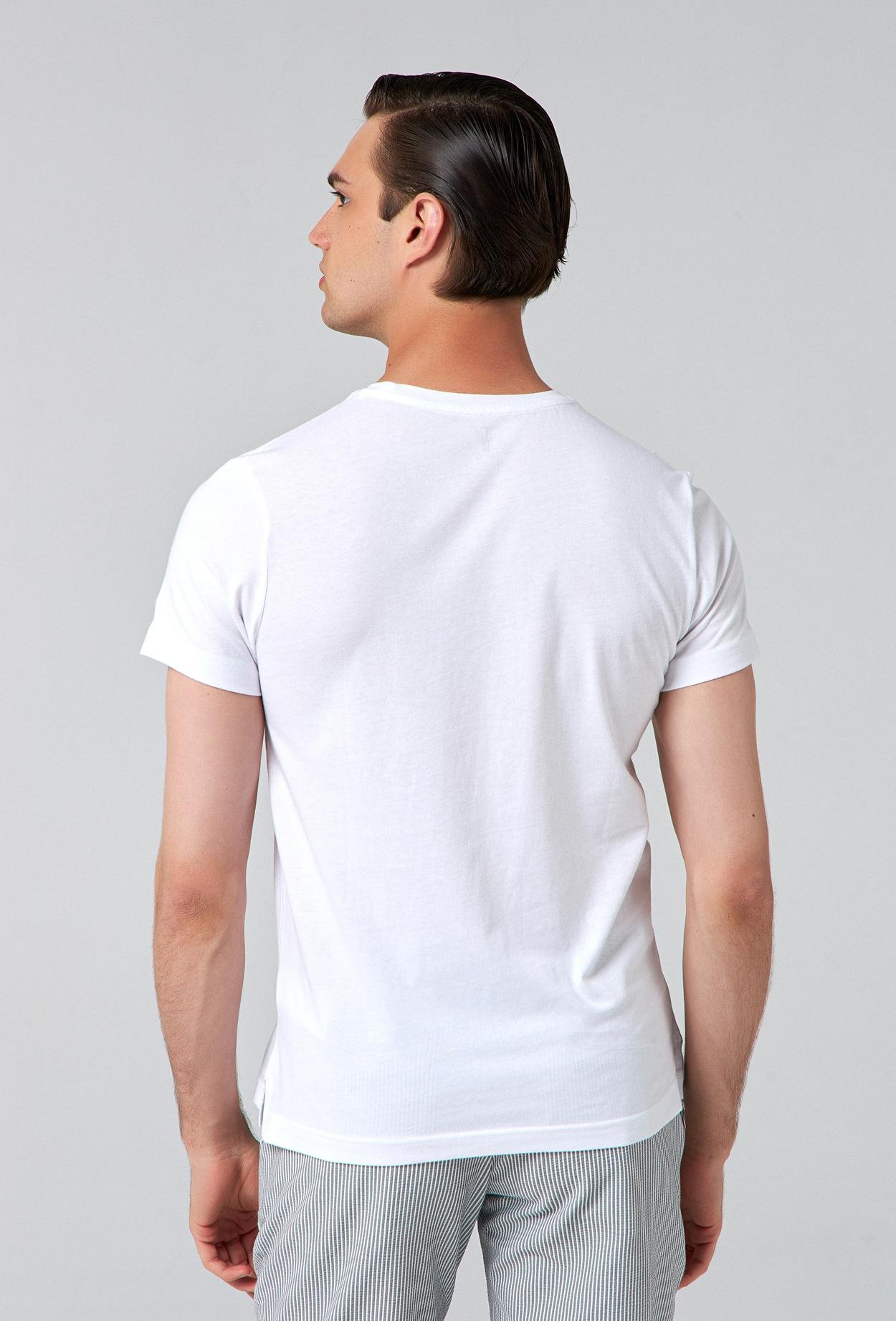 Twn Slim Fit Beyaz Baskılı %100 Pamuk T-Shirt