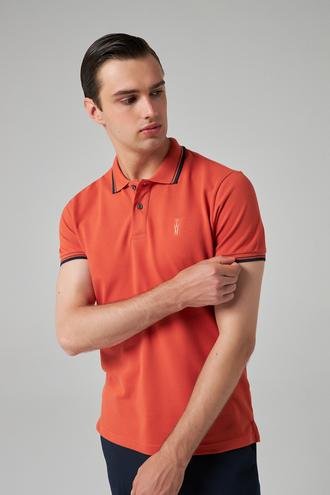 Twn Slim Fit Turuncu Düz Örgü Pamuklu Logo Baskılı T-Shirt - 8683218251932 | D'S Damat