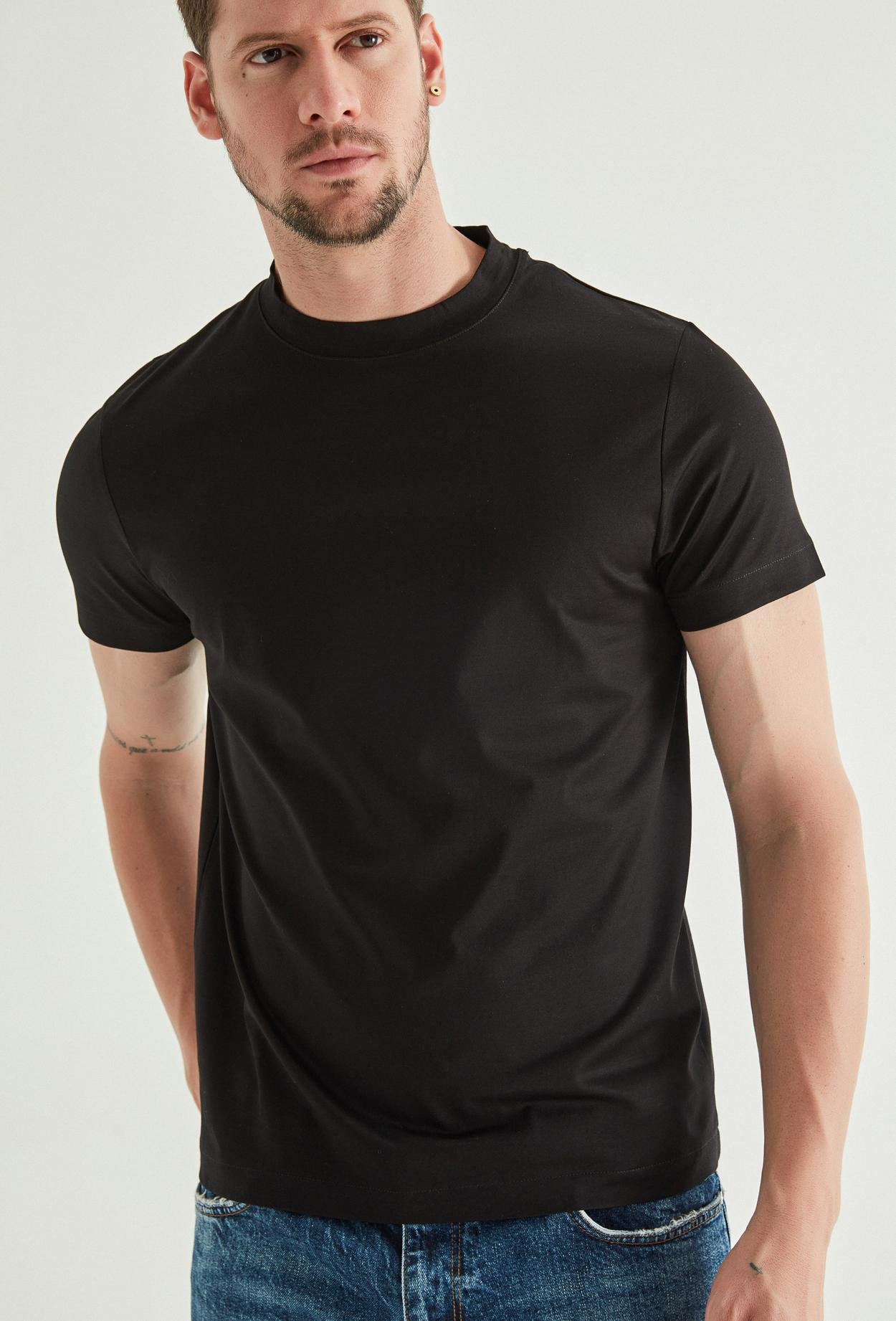 Twn Slim Fit Siyah %100 Pamuk T-Shirt