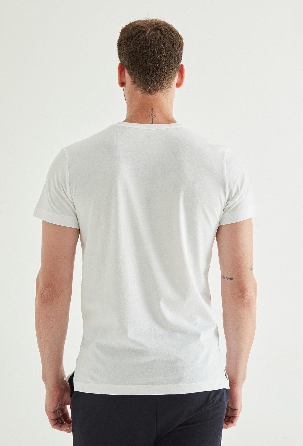 Twn Slim Fit Kırık Beyaz Baskılı %100 Pamuk T-Shirt