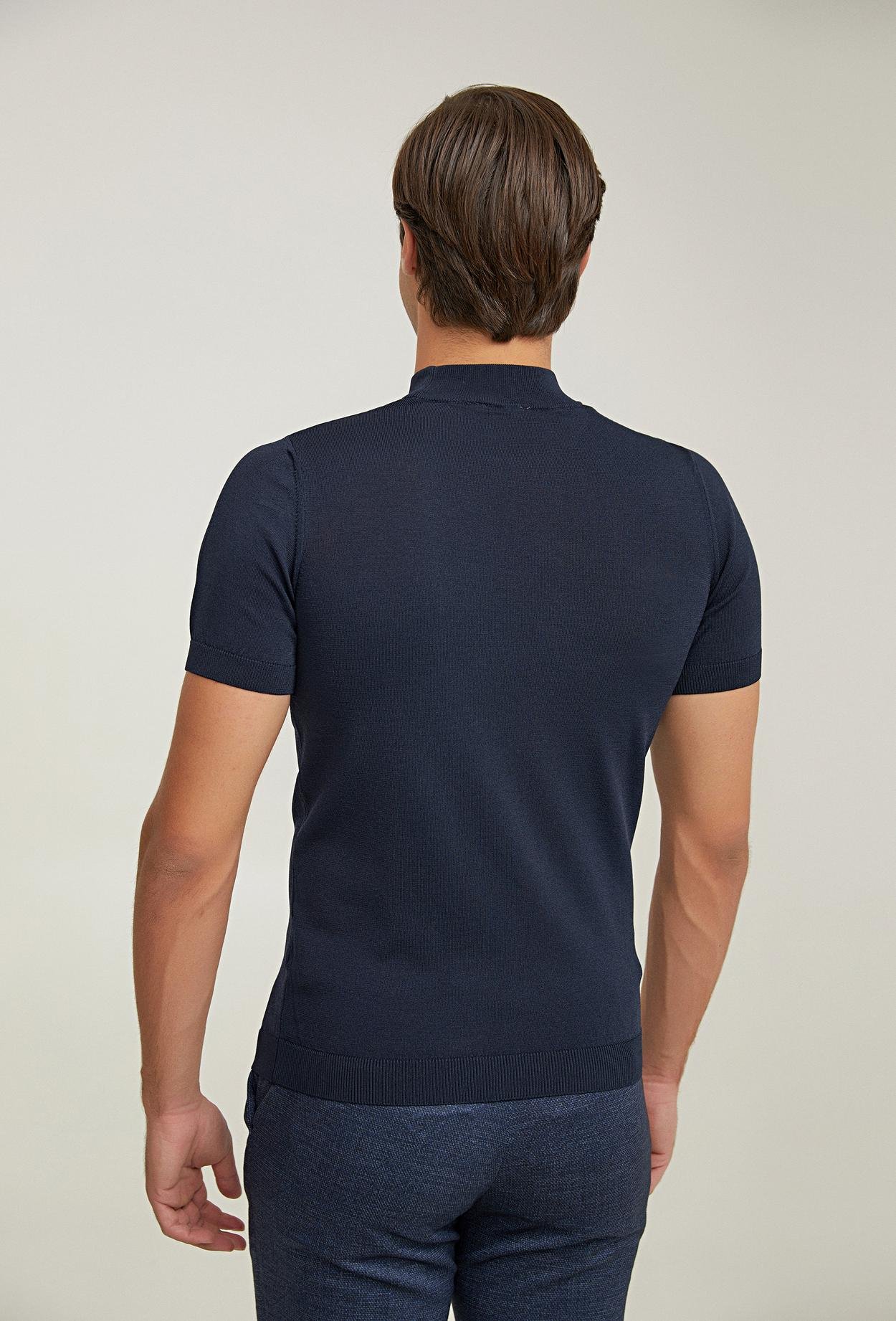 Twn Slim Fit Lacivert Rayon Örme T-Shirt