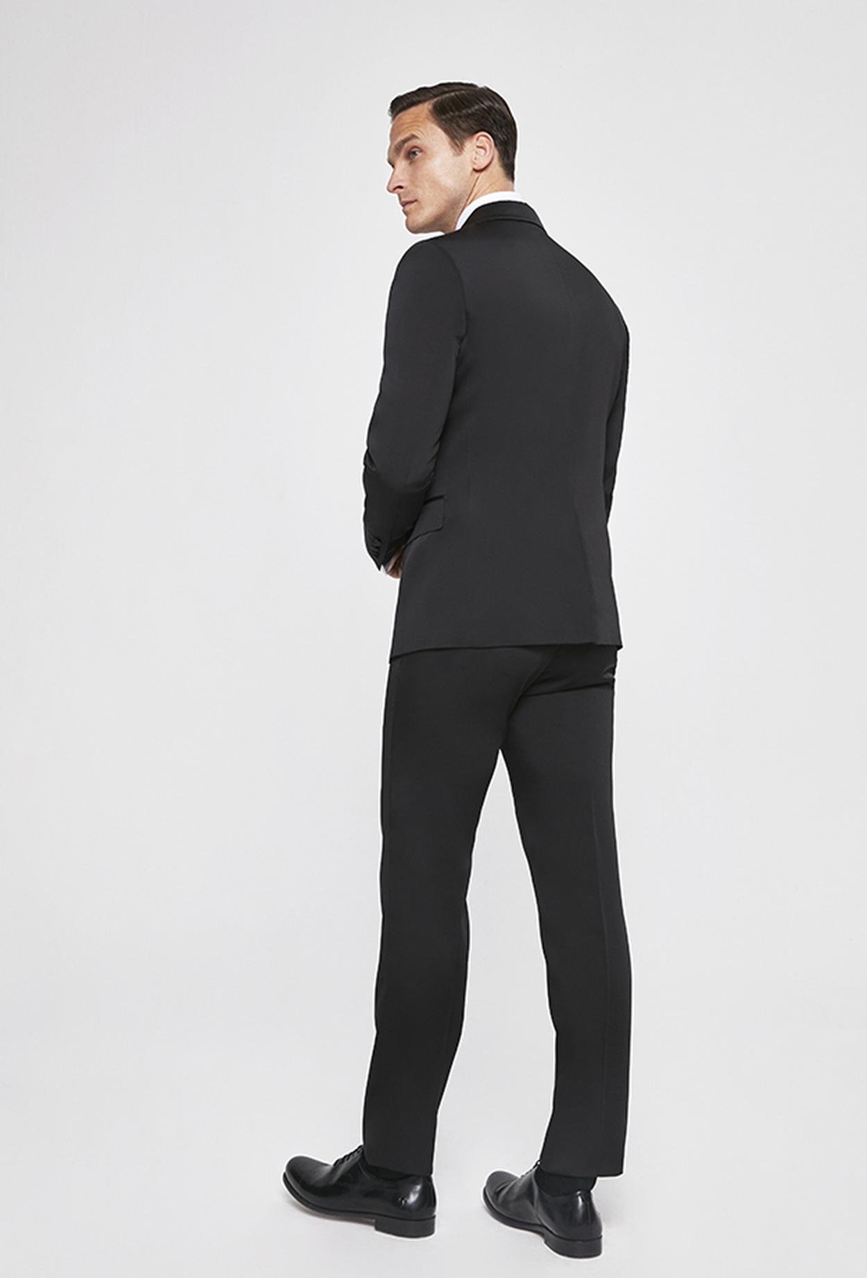 Ds Damat Slim Fit Siyah Düz Damatlık & Smokin Takim Elbise