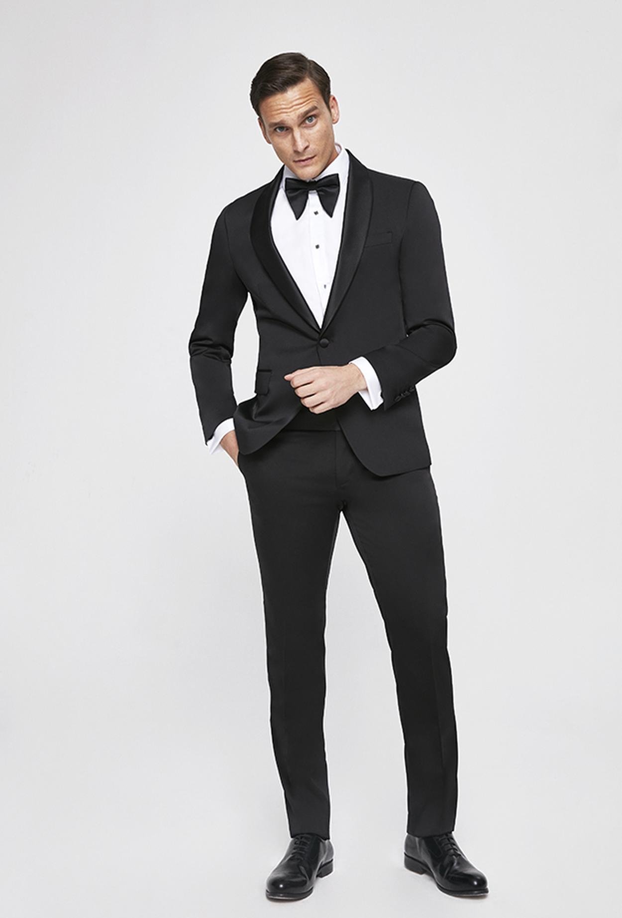 Ds Damat Slim Fit Siyah Düz Damatlık & Smokin Takim Elbise
