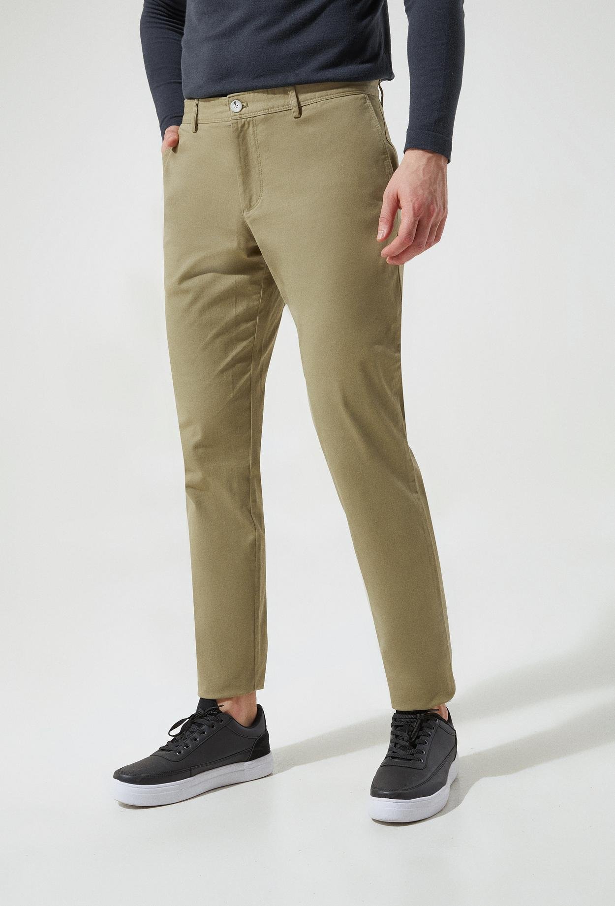 Ds Damat Regular Fit Yeşil Düz Chino Pantolon