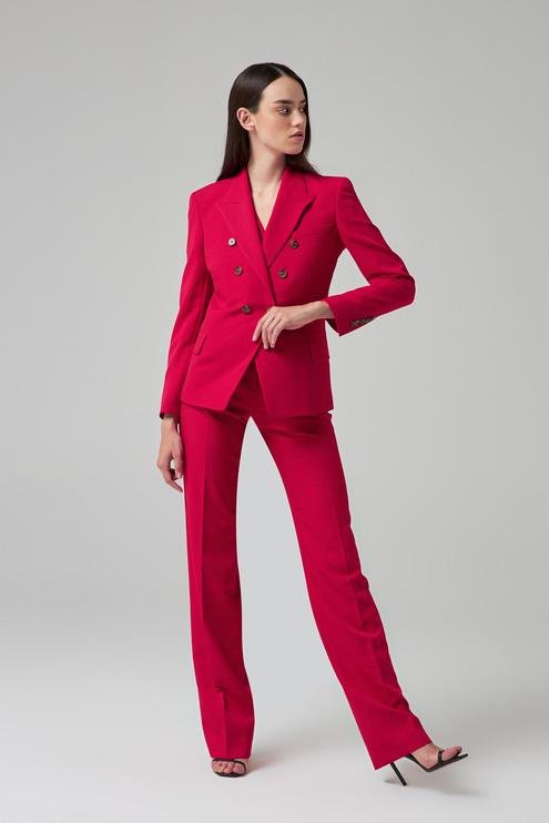Damat Slim Fit Kırmızı Kadın Takim Elbise Yelekli - 8682365938314 | Damat Tween