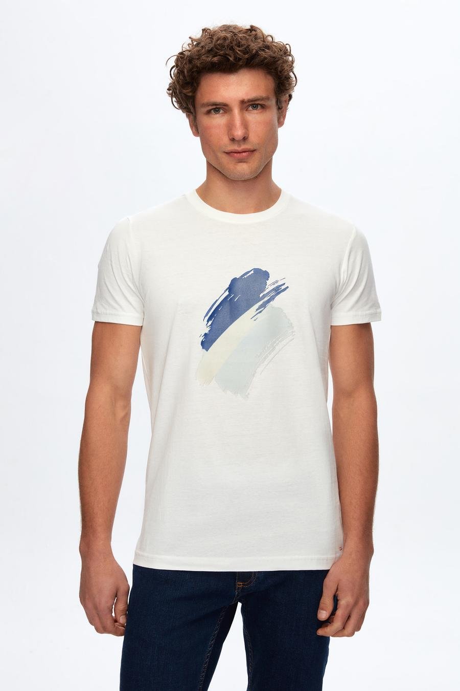 Twn Slim Fit Beyaz Baskılı T-Shirt - 8683218342067 | D'S Damat