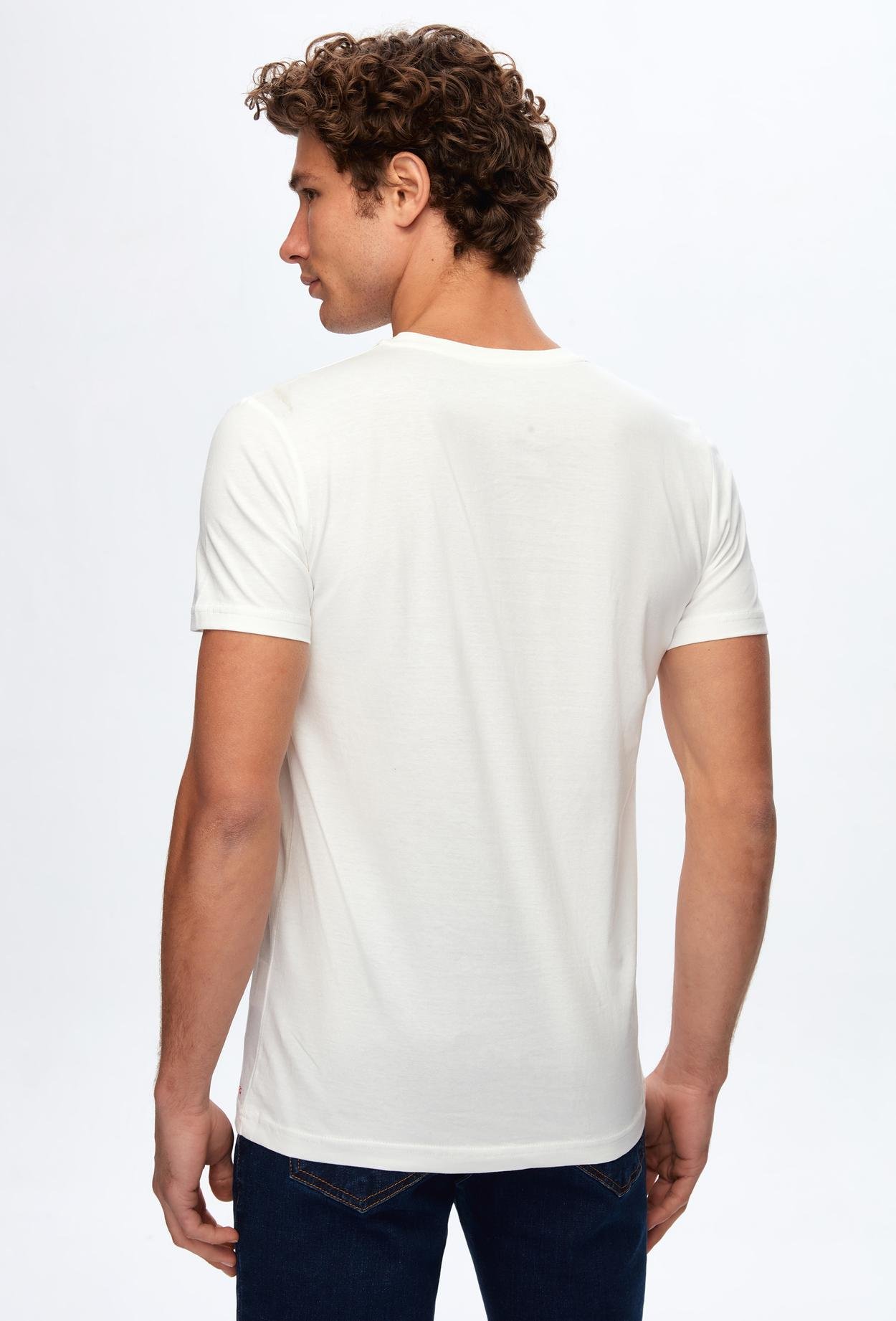 Twn Slim Fit Beyaz Baskılı %100 Pamuk T-Shirt