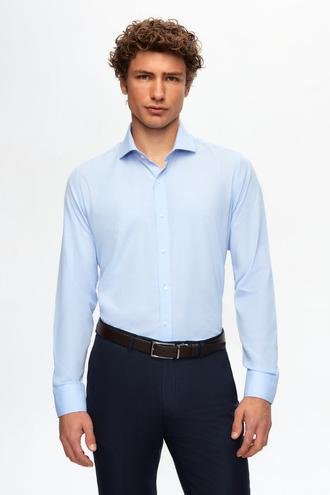 Ds Damat Slim Fit Açık Mavi İtalyan Yaka Gömlek - 8681779952046 | D'S Damat