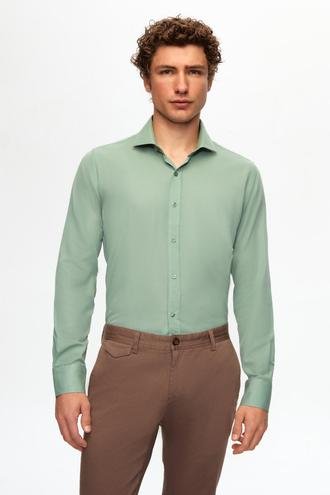 Ds Damat Slim Fit Yeşil İtalyan Yaka Gömlek - 8683578011818 | D'S Damat