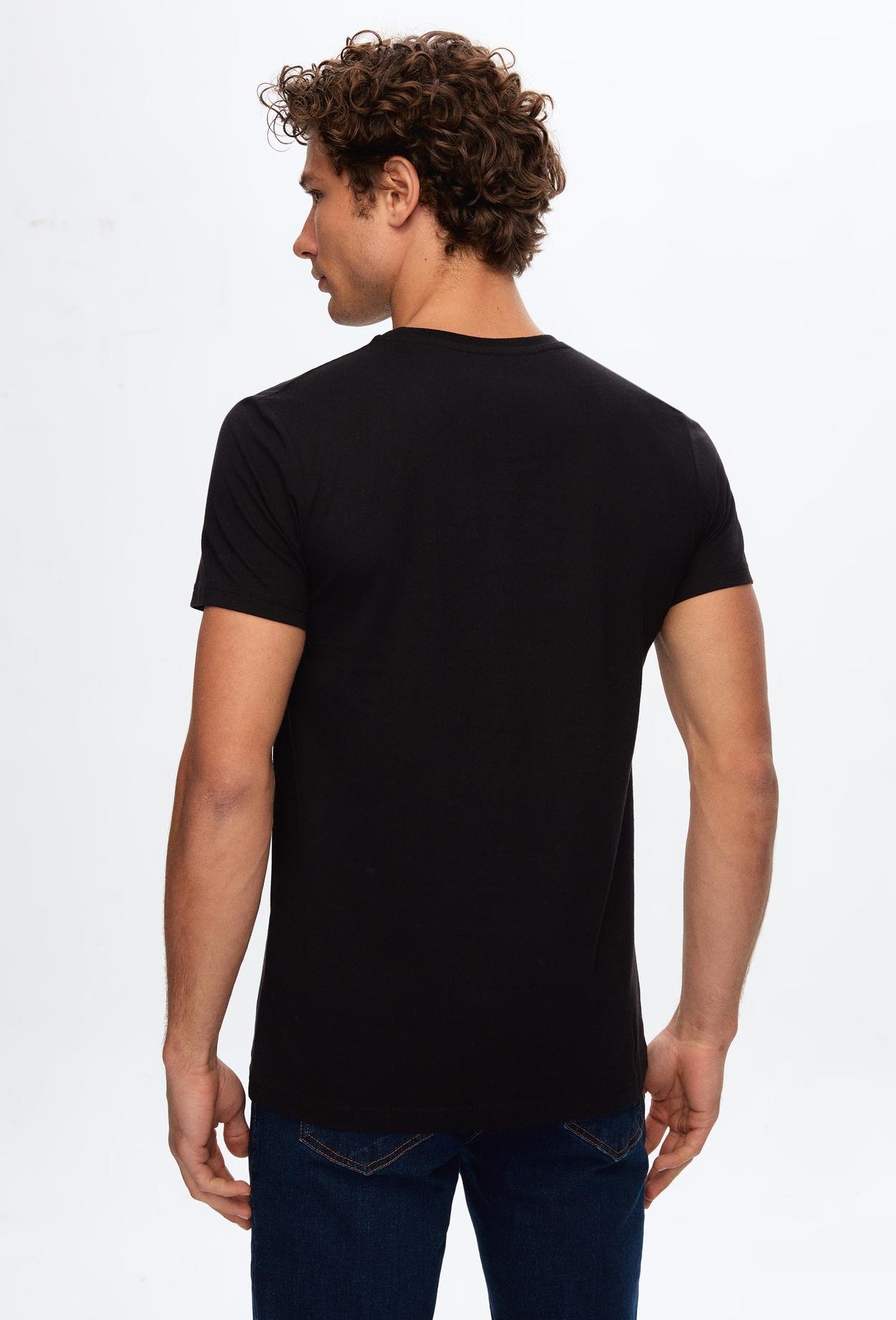 Twn Slim Fit Siyah Baskılı %100 Pamuk T-Shirt