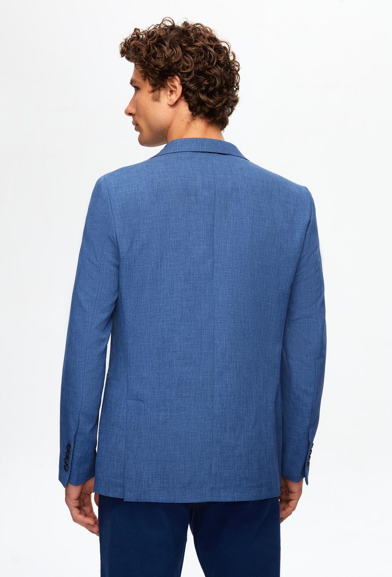 Twn Slim Fit Açık Mavi Armürlü Blazer Kumaş Ceket