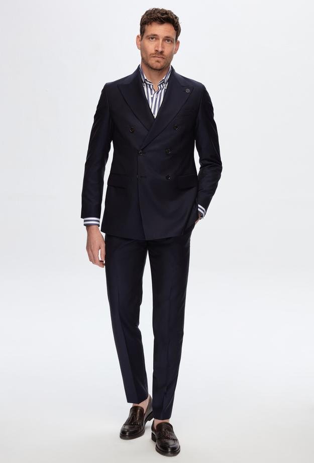 Damat Regular Fit Lacivert Düz %100 Yün Kruvaze Successori Reda Takim Elbise - 8682365740597 | Damat Tween