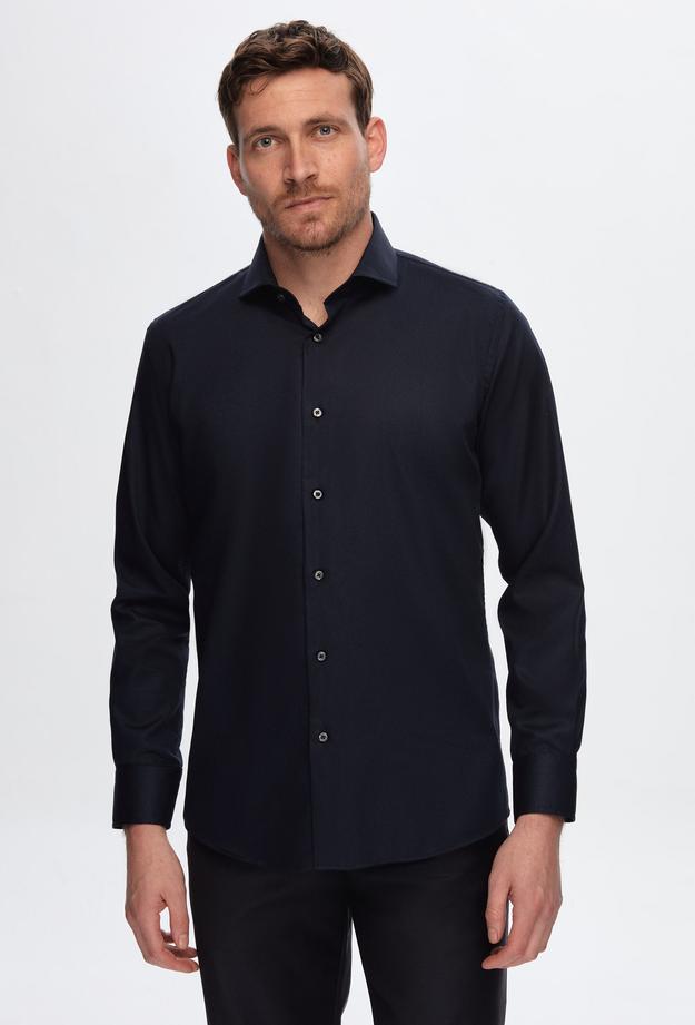 Damat Slim Fit Lacivert Düz Non-Iron Gömlek - 8683408011070 | Damat Tween