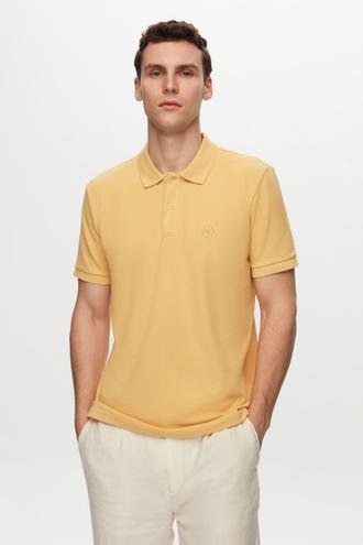 Ds Damat Regular Fit Açık Sarı %100 Pamuk Polo Yaka Nakışlı T-Shirt - 6725695038162 | D'S Damat