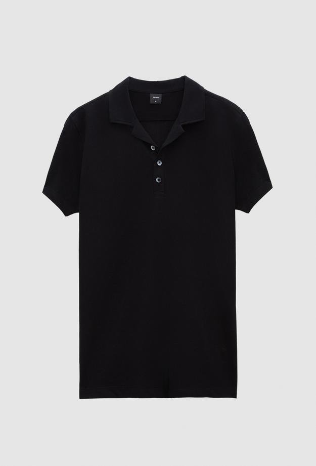 Tween Siyah Düğmeli Polo Yaka T-Shirt - 8682365814069 | Damat Tween
