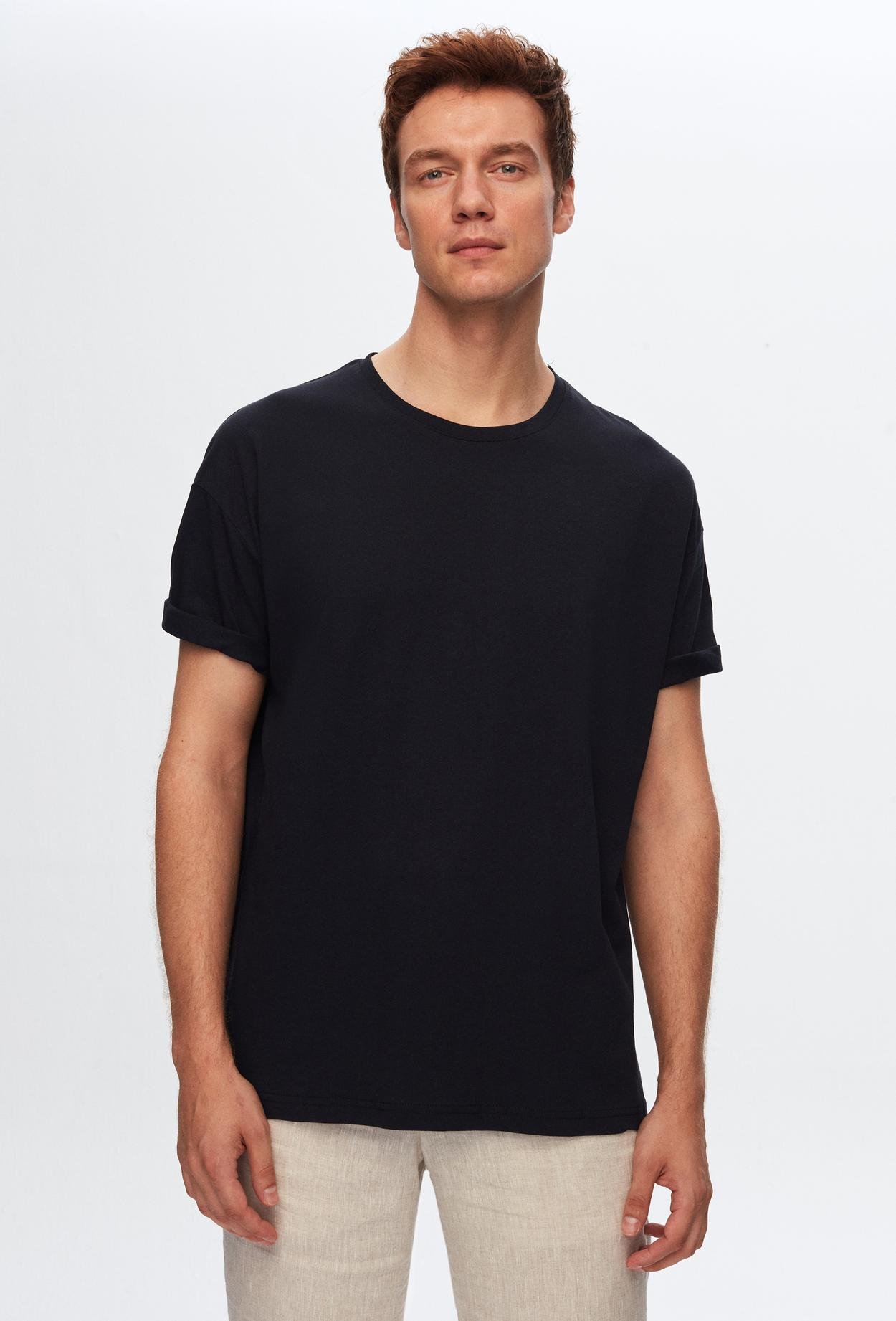 Ds Damat Comfort Siyah/Lacivert/Haki/Gri/Beyaz 5'Li Bol Kesim %100 Pamuk T-Shirt