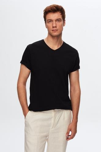 Ds Damat Slim Fit Siyah %100 Pamuk T-Shirt - 8682060252036 | D'S Damat