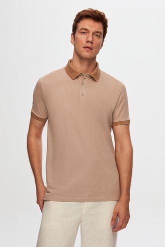 Ds Damat Regular Fit Bej Polo Yaka Nakışlı Pamuk Karışımlı T-Shirt - 8683578010088 | D'S Damat