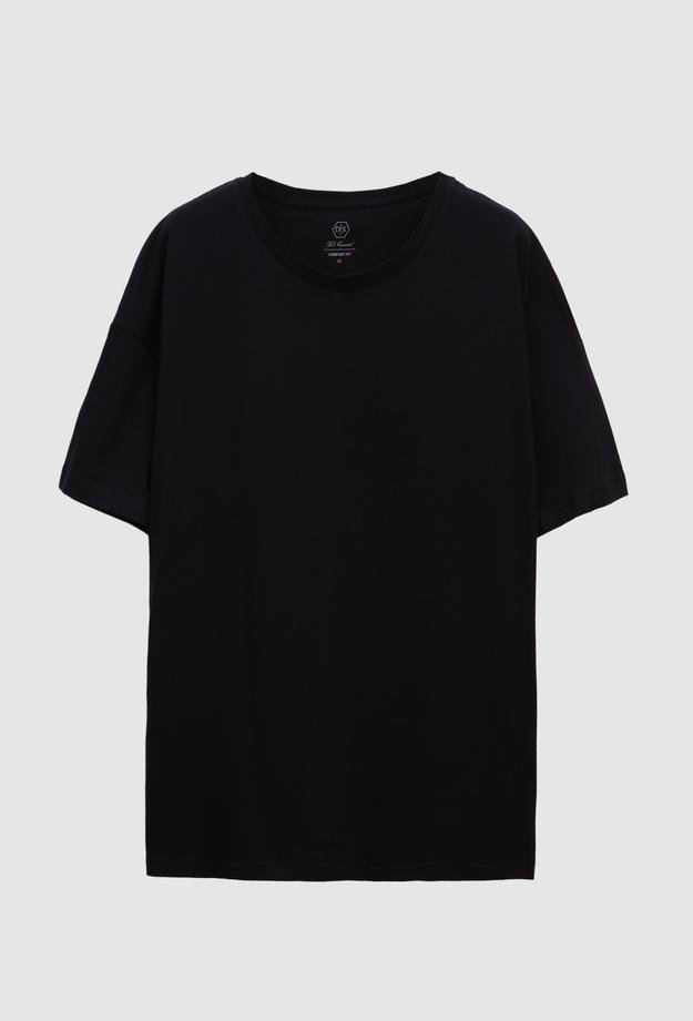 Ds Damat Comfort Siyah Bol Kesim %100 Pamuk T-Shirt