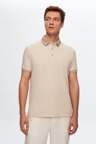 Ds Damat Regular Fit Bej Polo Yaka Nakışlı Pamuk Karışımlı T-Shirt - 8683578010002 | D'S Damat