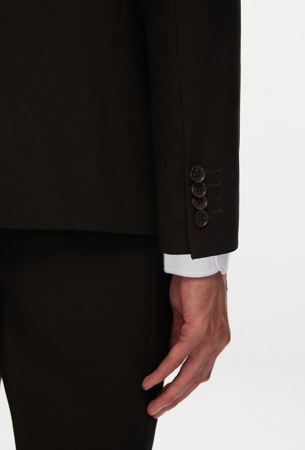 Twn Slim Fit Açık Kahverengi Armürlü Takim Elbise Kombinli