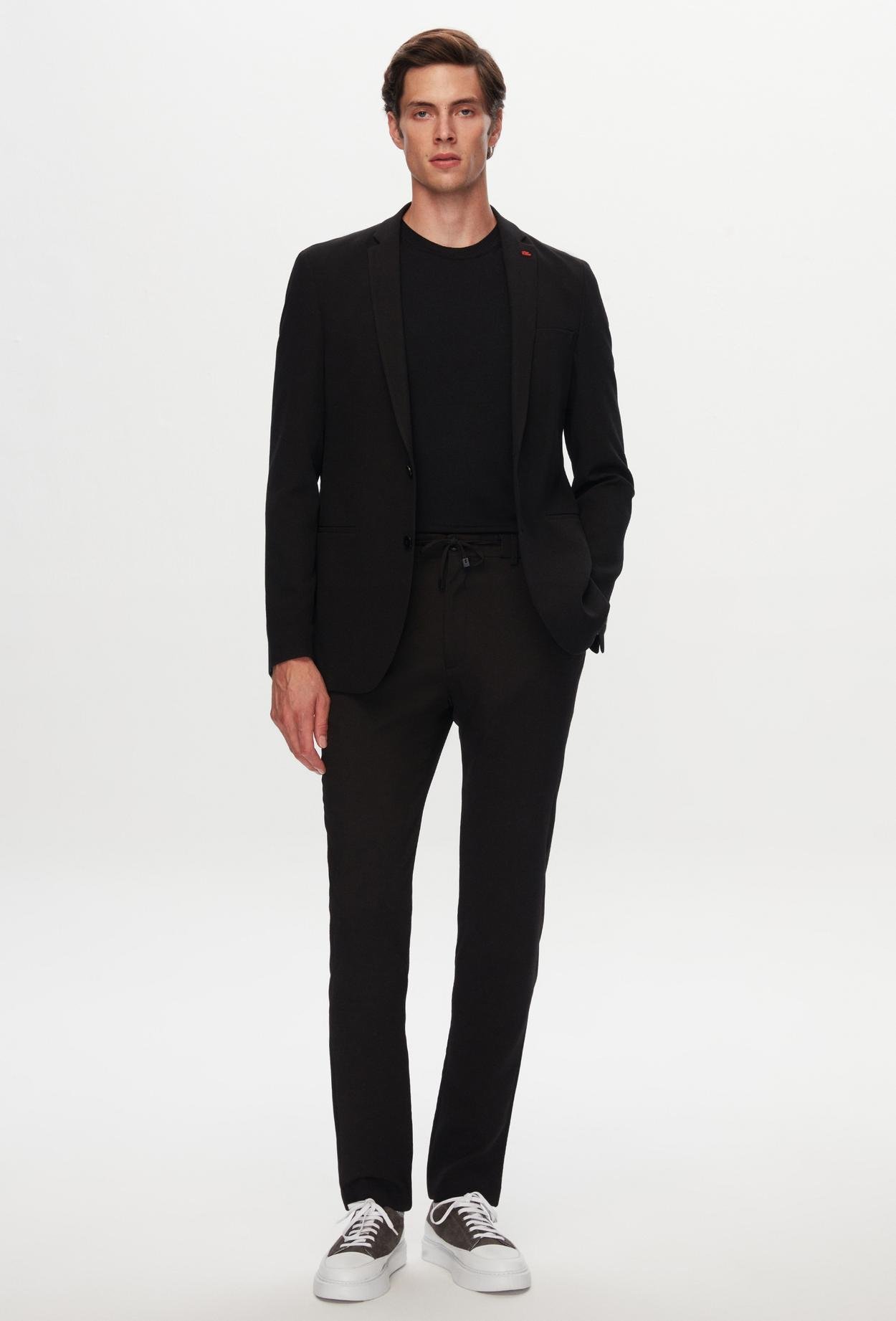 Twn Slim Fit Siyah Düz Kırışmayan Sihirli Takim Elbise