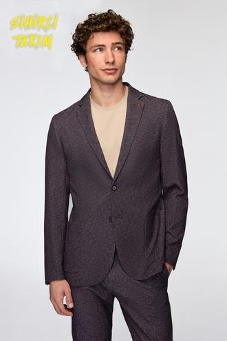 Ds Damat Slim Fit Kahverengi Baskılı Kırışmayan Sihirli Takim Elbise - 8683218376307 | D'S Damat