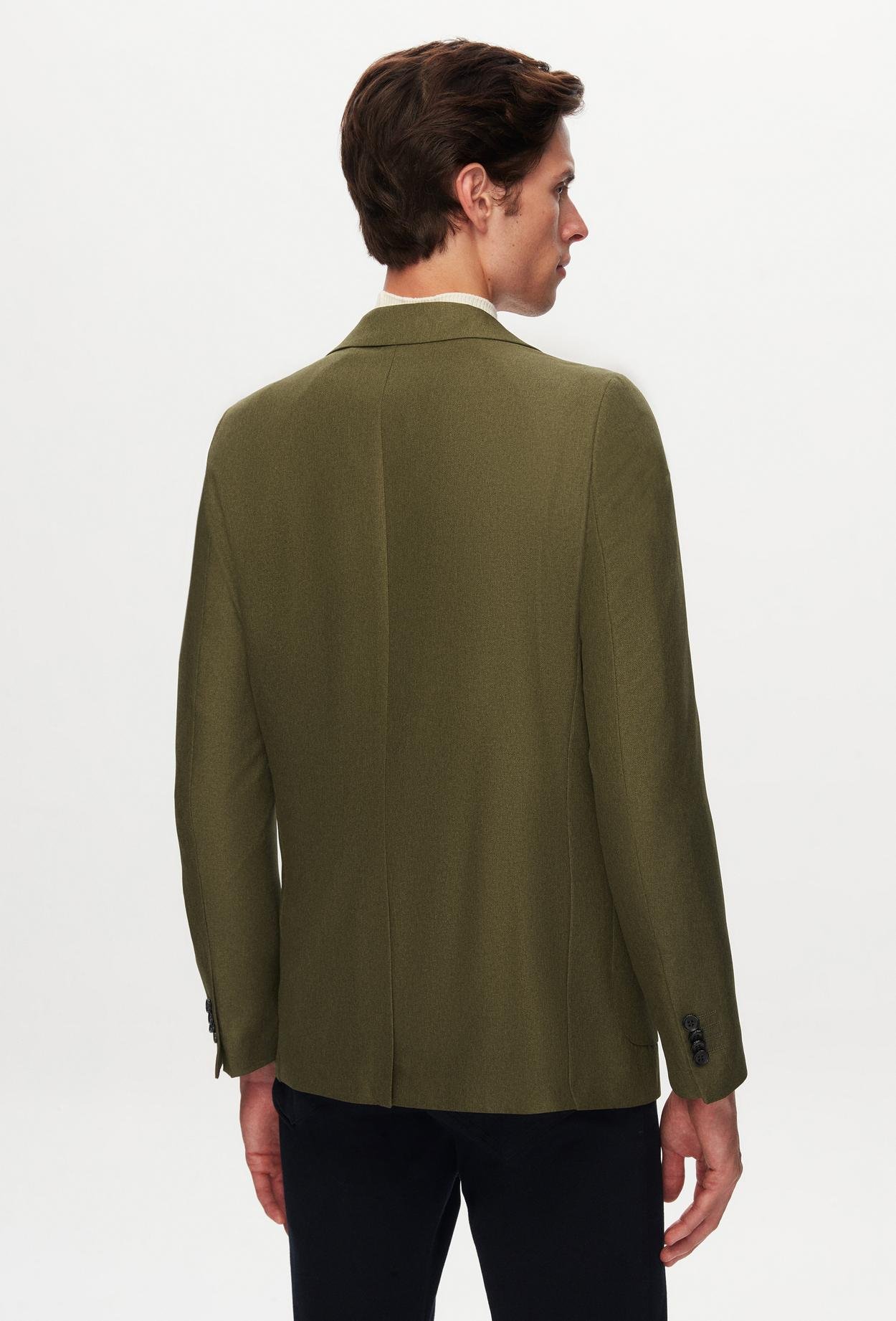 Twn Slim Fit Yeşil Armürlü Kumaş Ceket