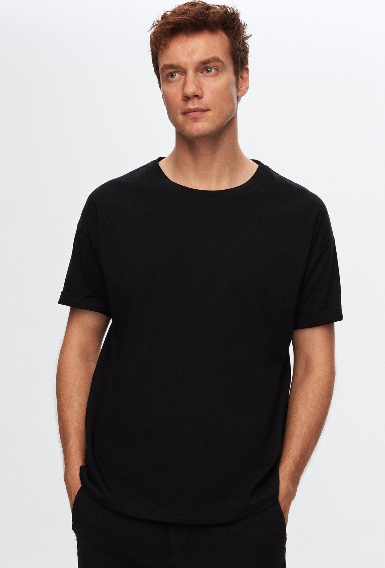 Ds Damat Comfort Siyah/Pempe/Beyaz/Haki/Kiremit 5'Li Bol Kesim %100 Pamuk T-Shirt