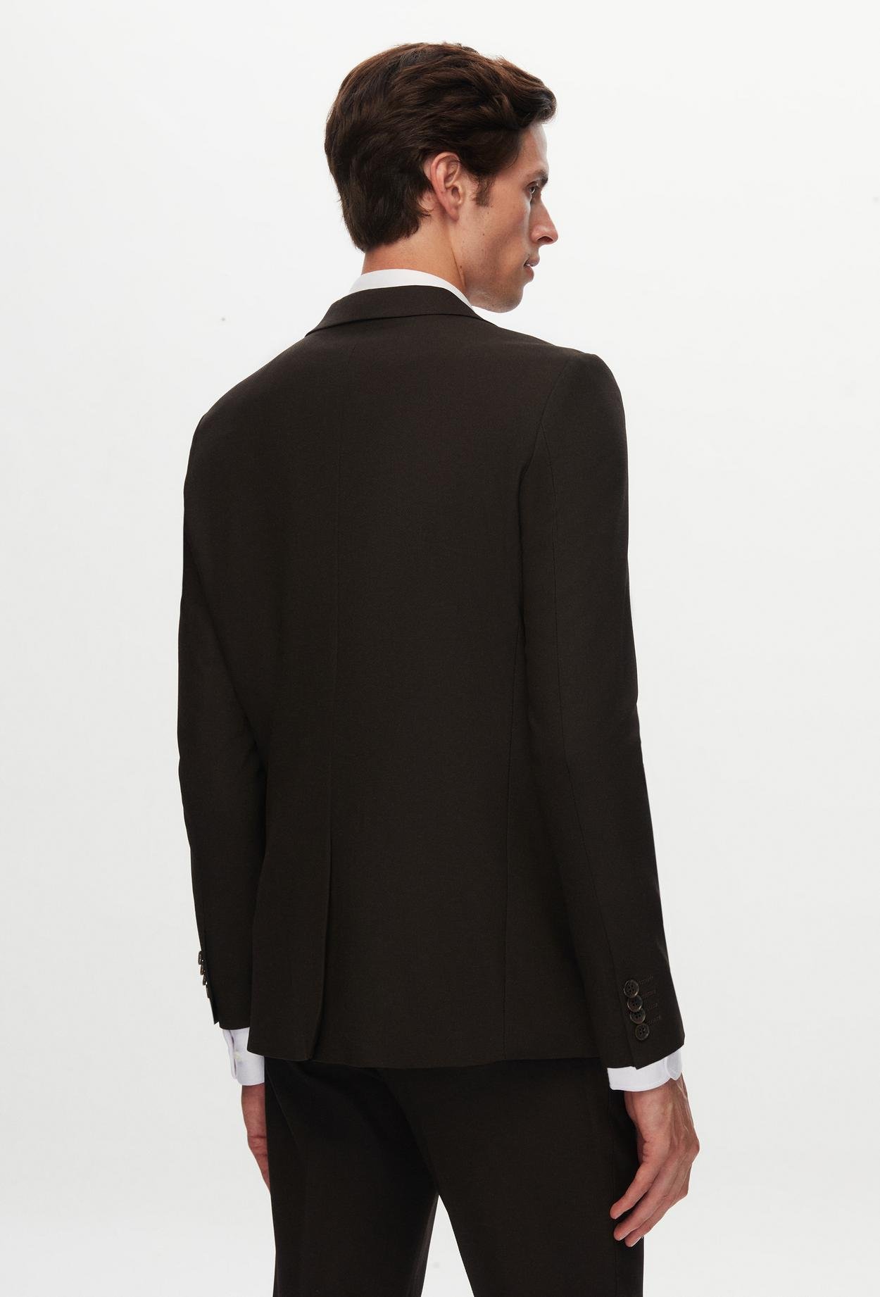 Twn Slim Fit Açık Kahverengi Armürlü Takim Elbise Kombinli