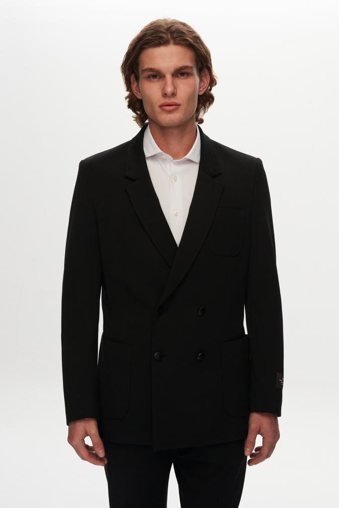 Tween Slim Fit Siyah Düz Viskon Karışımlı Takim Elbise - 8683408134311 | Damat Tween