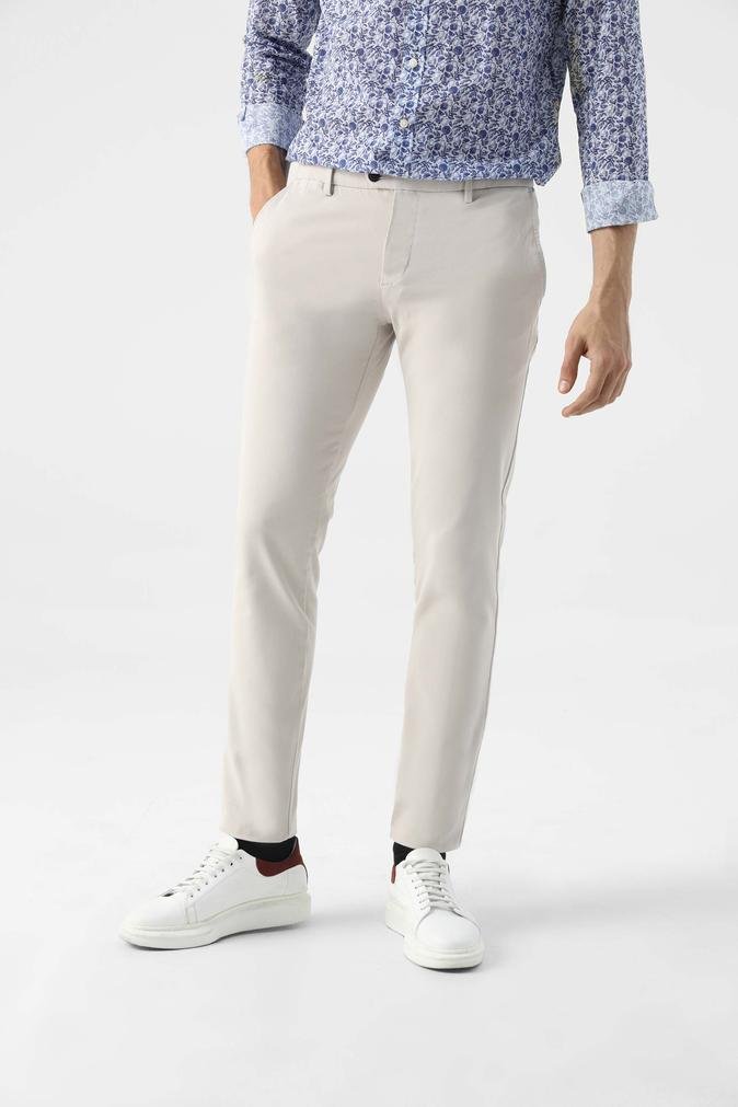 Damat Slim Fit Taş Bi Strech Pamuklu Beli İçten Lastikli Chino Pantolon - 8683408609352 | Damat Tween
