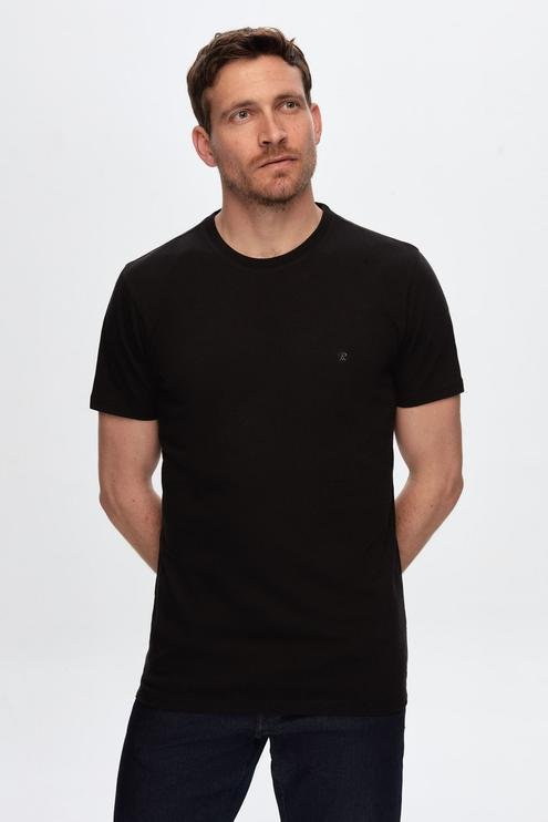 Damat Siyah Pamuk Modal Karışımlı T-Shirt - 8683408776511 | Damat Tween